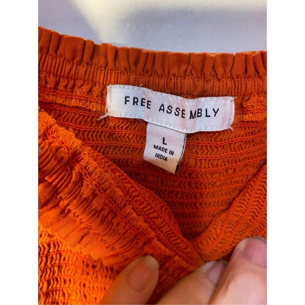 Free assembly women’s Smocked, dark orange, convertible sleeve large - Picture 5 of 5